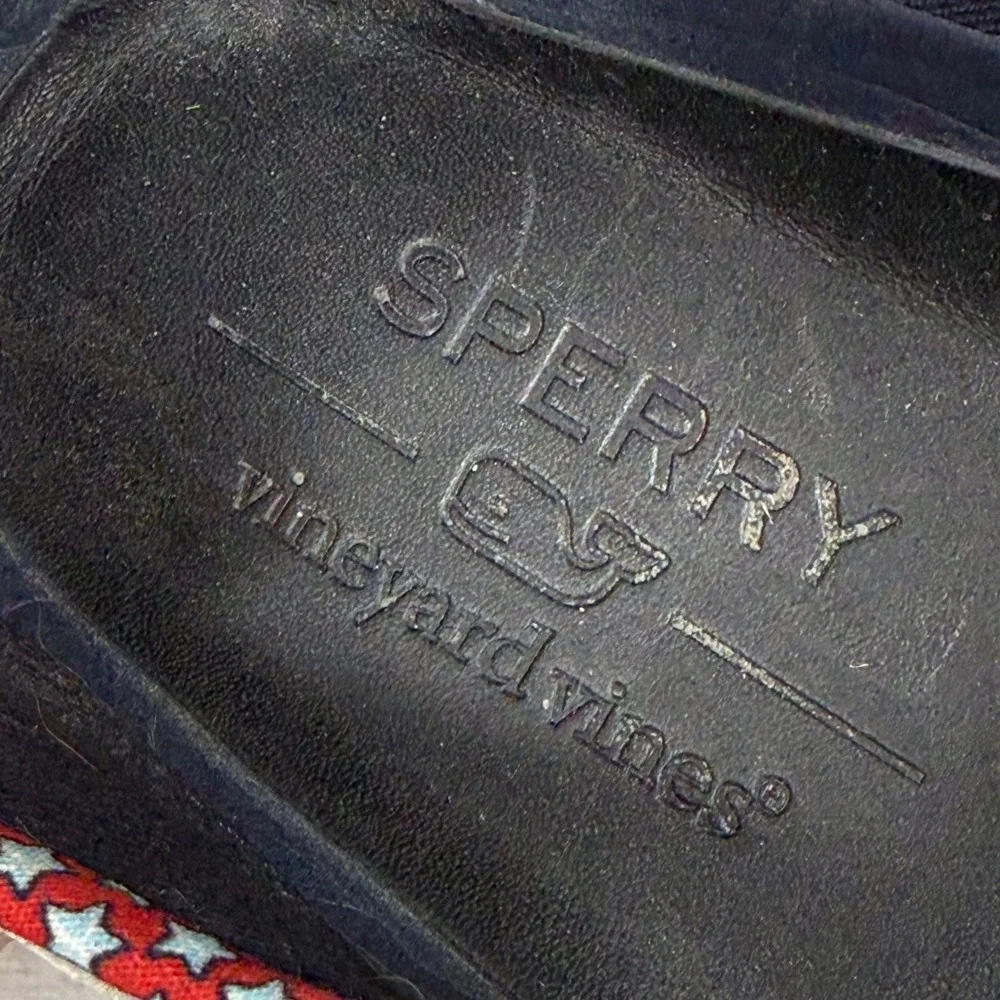 Sperry Vineyard Vines Mens American Flag Whale Boat Shoes STS19092 Blue Red 9.5‎